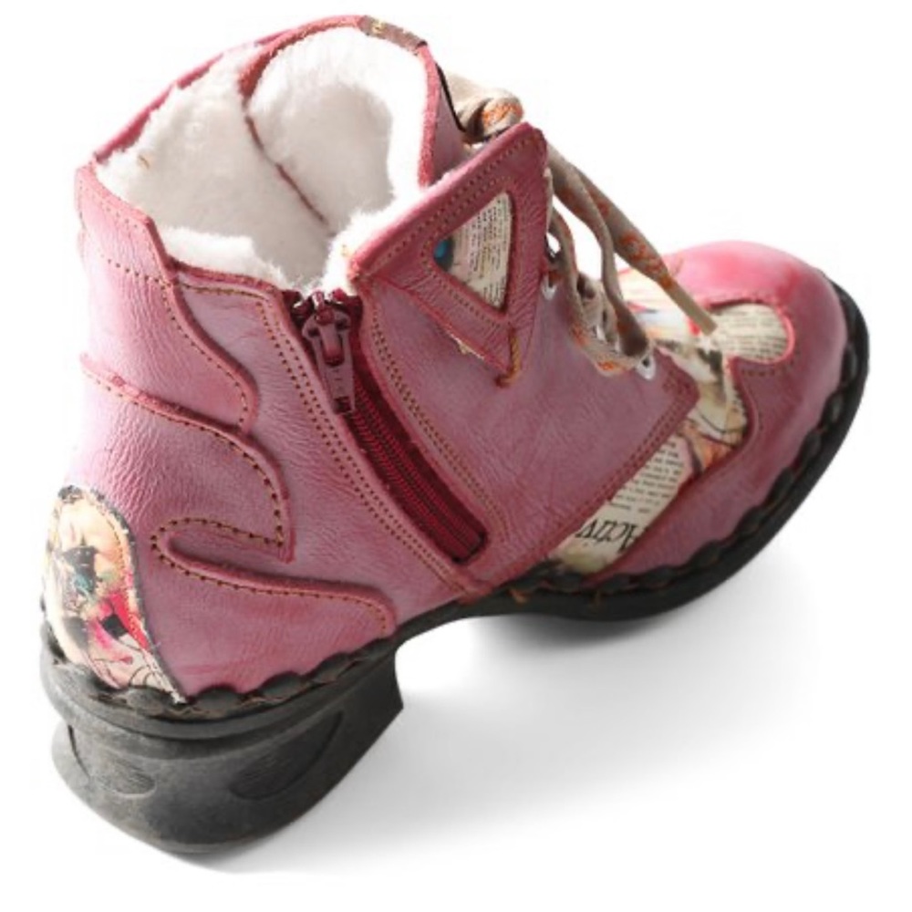 Tma red contrast leather boots